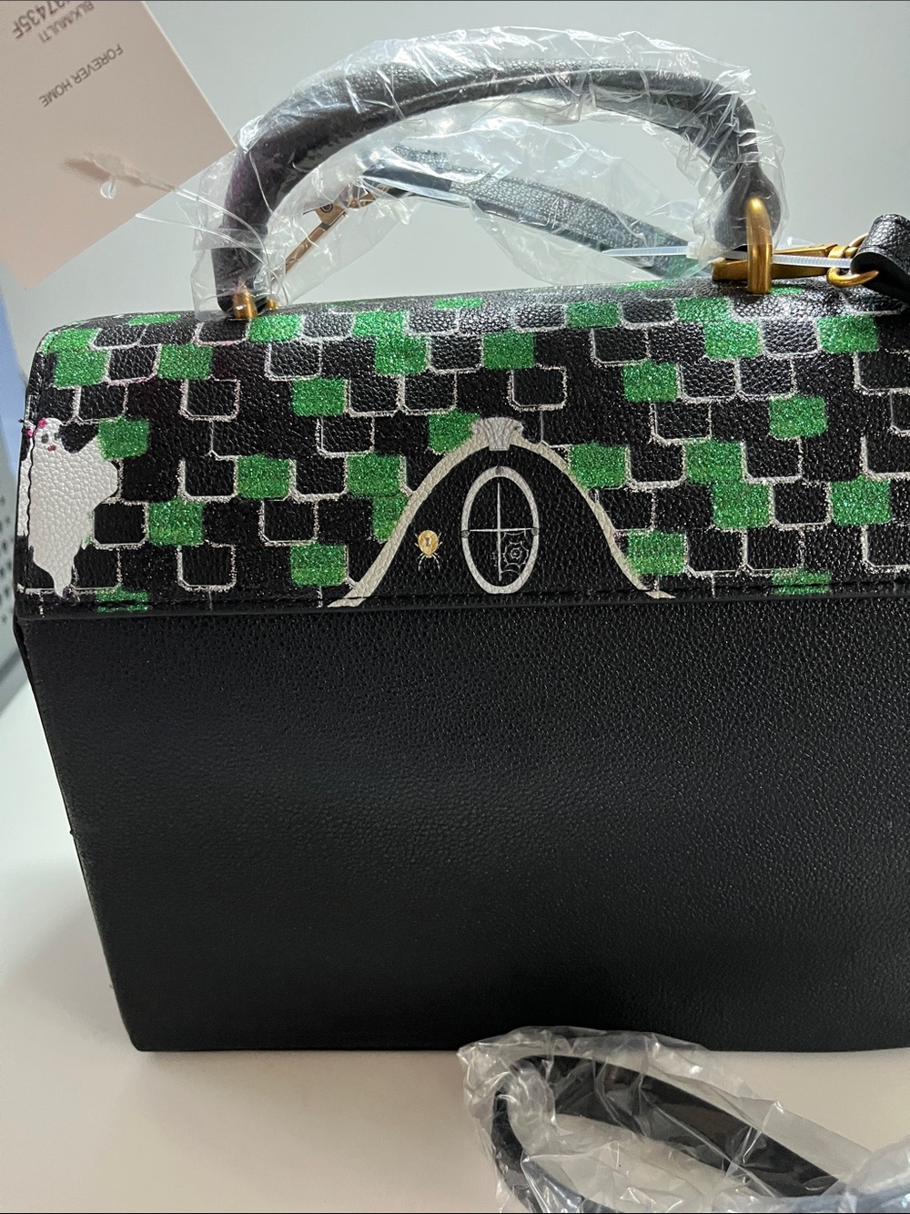 Betsey Johnson Black Orange Green Haunted House Crossbody Bag - Picture 10 of 17